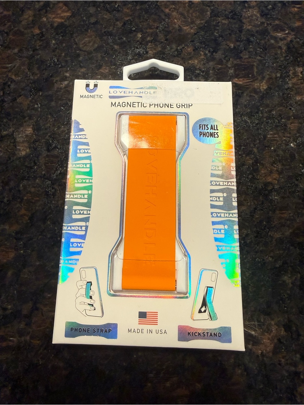 Magnetic Phone Grip Strap — Orange